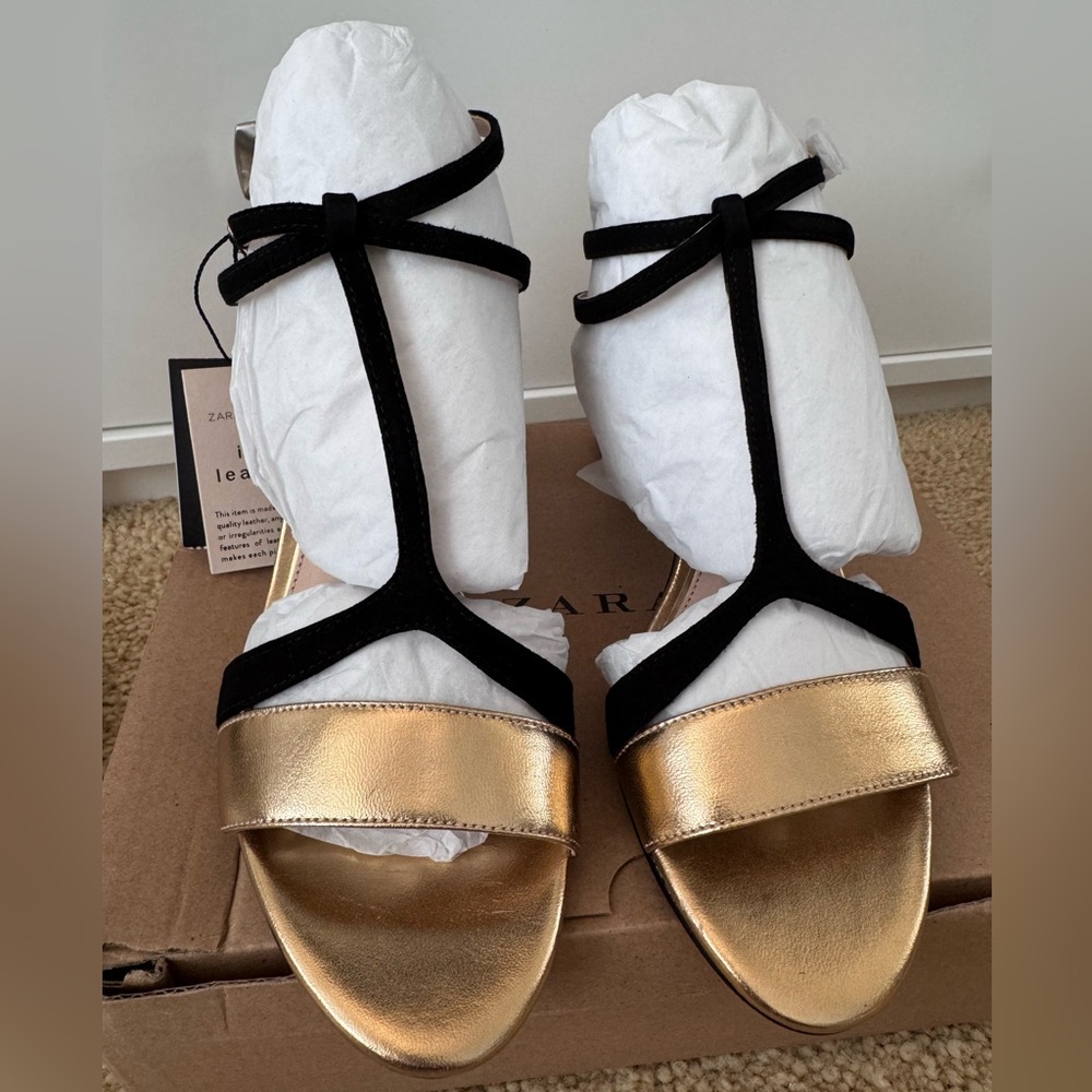 Zara Black and Gold Sandals - Picture 7 of 11